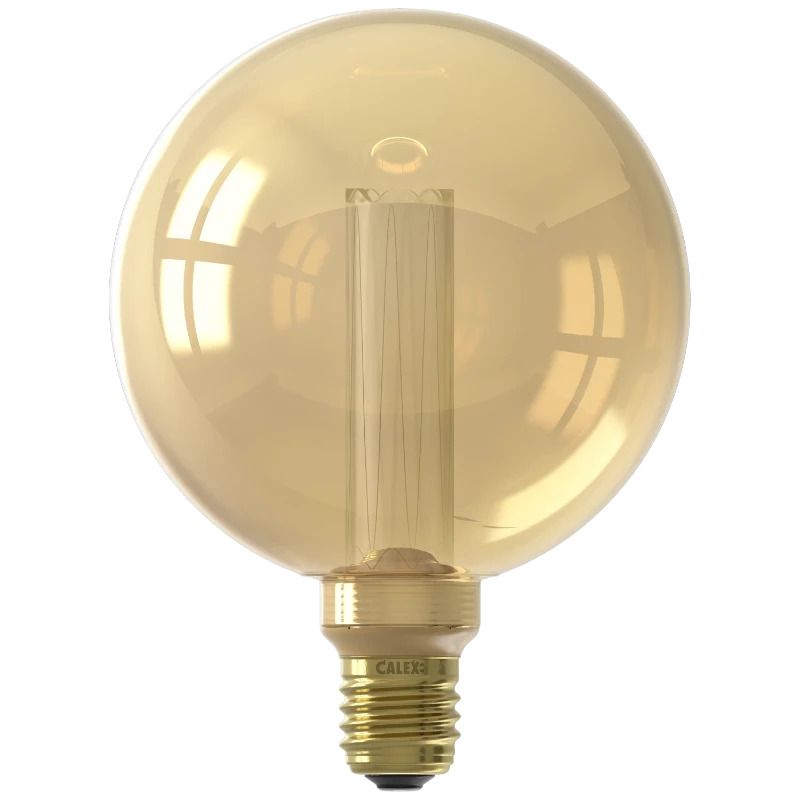 Calex E27 LED Globelamp Glassfiber Goud | 3.5W 120Lm 1800K | 220-240V 818 G125 | Dimbbaar