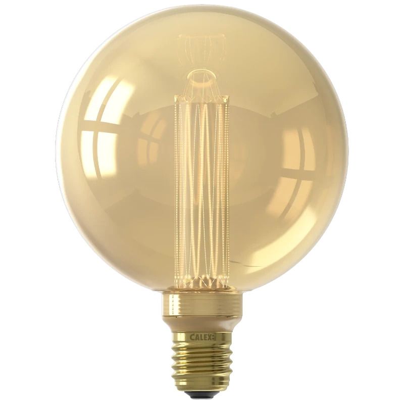 Calex E27 LED Globelamp Glassfiber Goud | 3.5W 120Lm 1800K | 220-240V 818 G125 | Dimbbaar