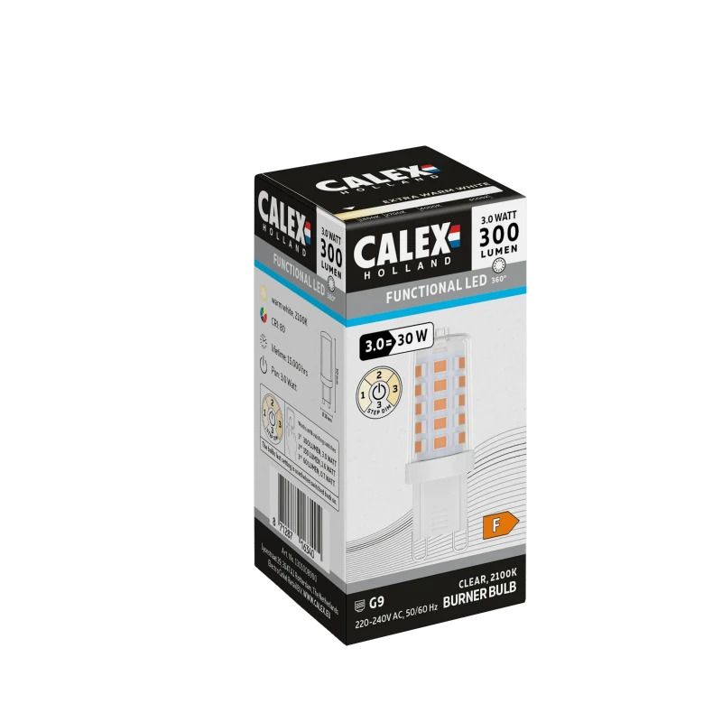 Calex G9 LED Steeklamp Helder | 3W 300Lm 2100K | 220-240V 821 | 3-Staps Dimbaar