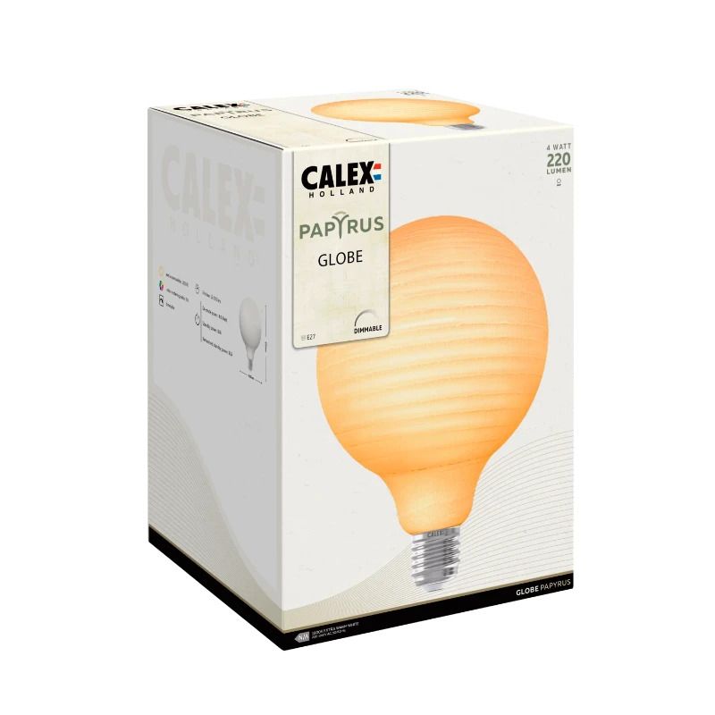 Calex E27 LED Globelamp Papyrus Wit | 4W 220Lm 1800K | 220-240V 918 G125 | Dimbaar