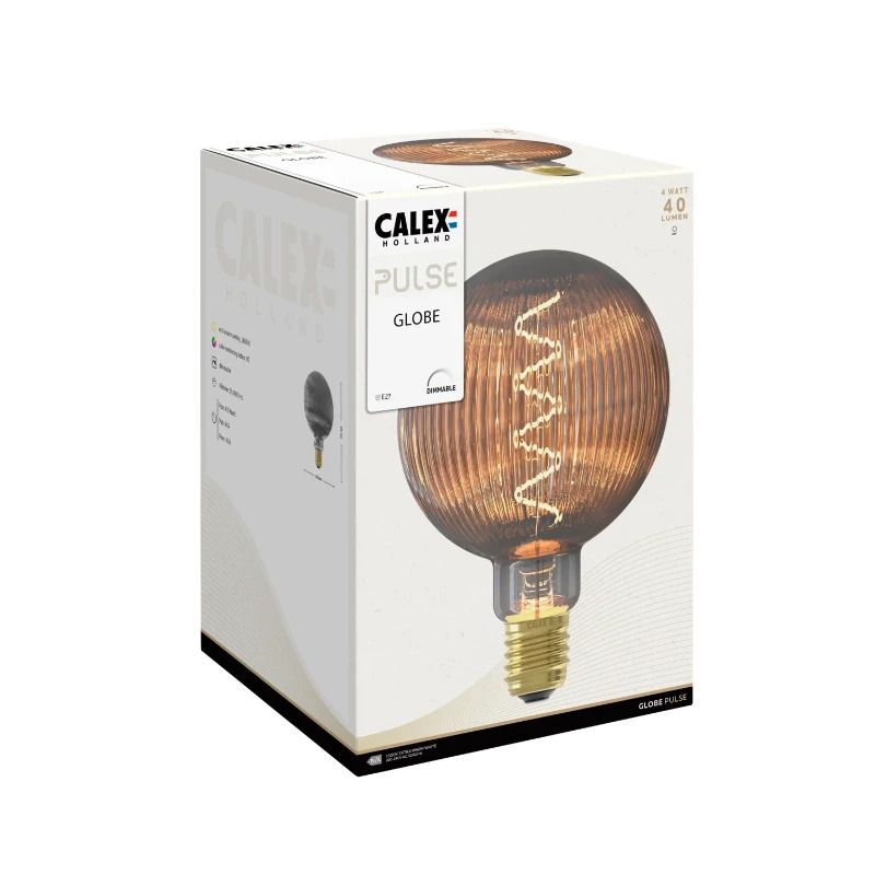 Calex E27 LED Globelamp Pulse Nantes Smoke | 4W 40Lm 1800K | 220-240V 918 G125 | Dimbaar