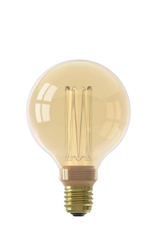 Calex E27 LED Globelamp Glassfiber Goud | 3.5W 120Lm 1800K | 220-240V G95 | Dimbaar