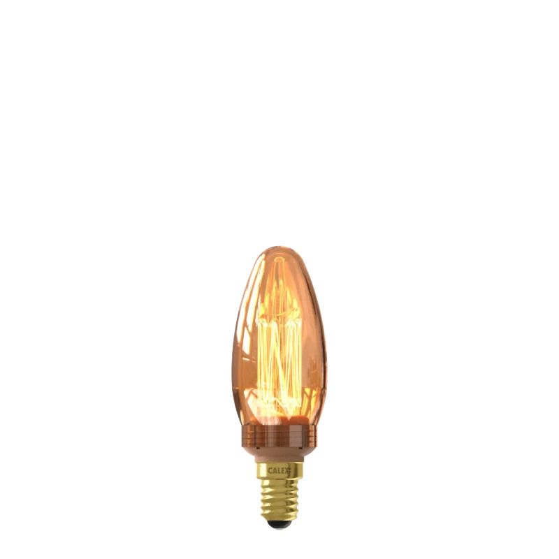Calex E14 LED Kaarslamp Glassfiber Goud | 2.3W 65Lm 1800K | 220-240V B35 | Dimbaar