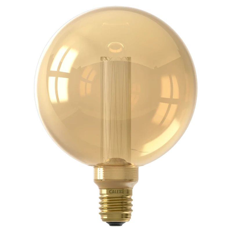 Calex E27 LED Globelamp Glassfiber Goud | 3.5W 120Lm 1800K | 220-240V 818 G125 | Dimbbaar