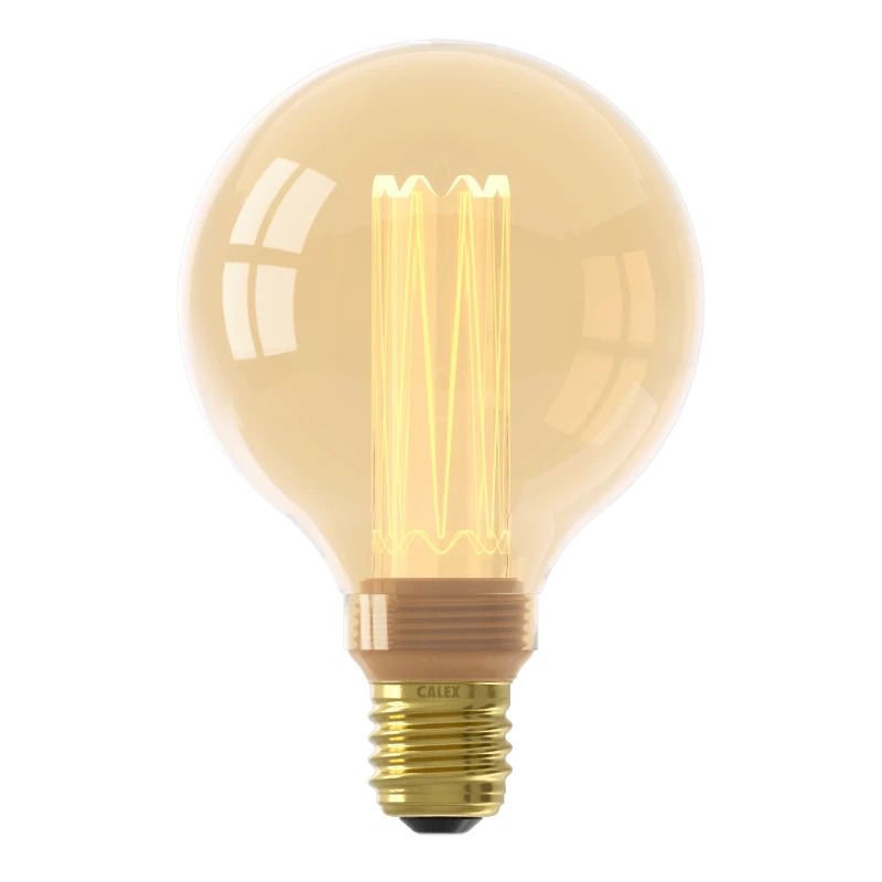 Calex E27 LED Globelamp Glassfiber Goud | 3.5W 120Lm 1800K | 220-240V G95 | Dimbaar