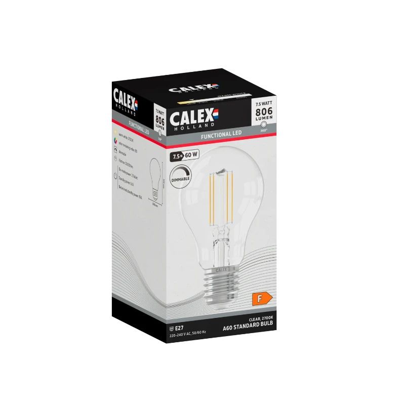 Calex E27 LED Lamp | 7.5W 806Lm 2700K | 220-240V| Dimbaar