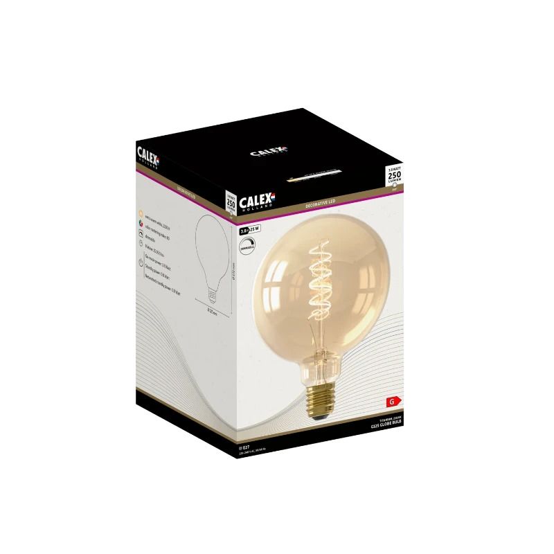 Calex E27 LED Globelamp Goud | 5.5W 470Lm 2100K | 220-240V 821 G125 | 3-Staps Dimbaar