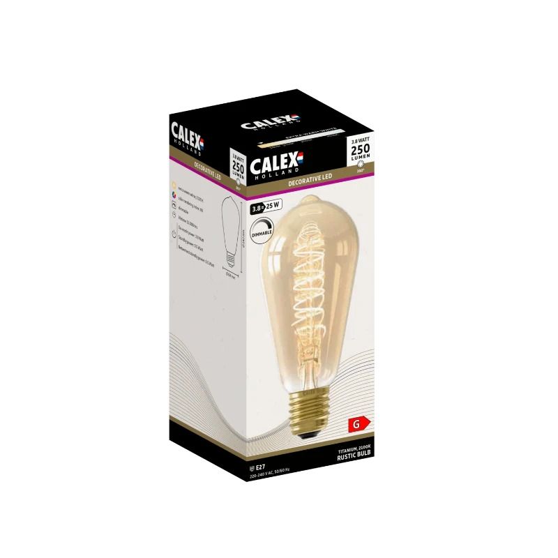 Calex E27 LED Edison Lamp Goud | 3.8W 250Lm 2100K | 220-240V 821 ST64 | Dimbaar