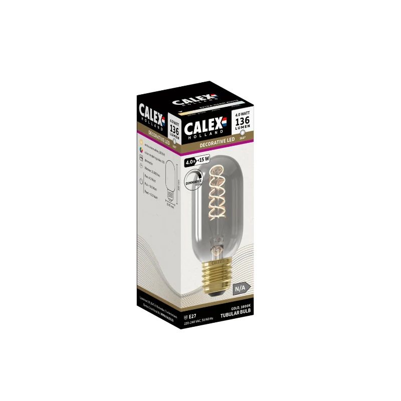 Calex E27 LED Buislamp Titanium | 4W 136Lm 1800K | 220-240V T45 | Dimbaar