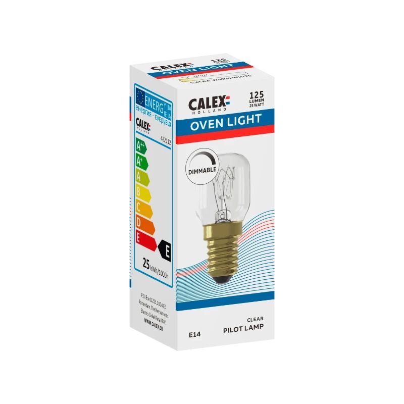 Calex E14 Ovenlamp | 25W 130Lm 2200K | 220-240V