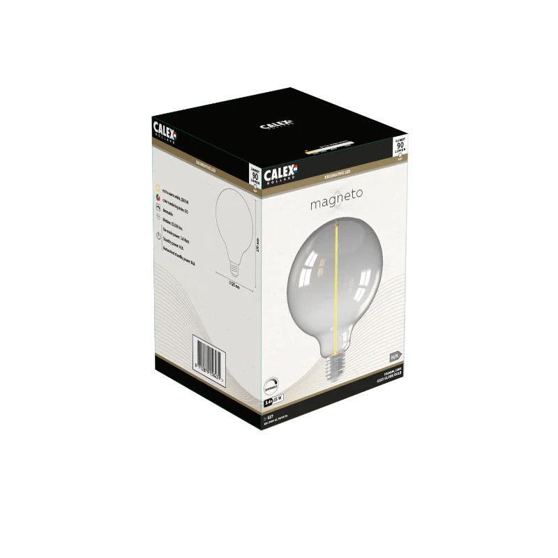 Calex E27 LED Globelamp Magneto Titanium | 3.4W 90Lm 1800K | 220-240V 818 G125 | Dimbaar