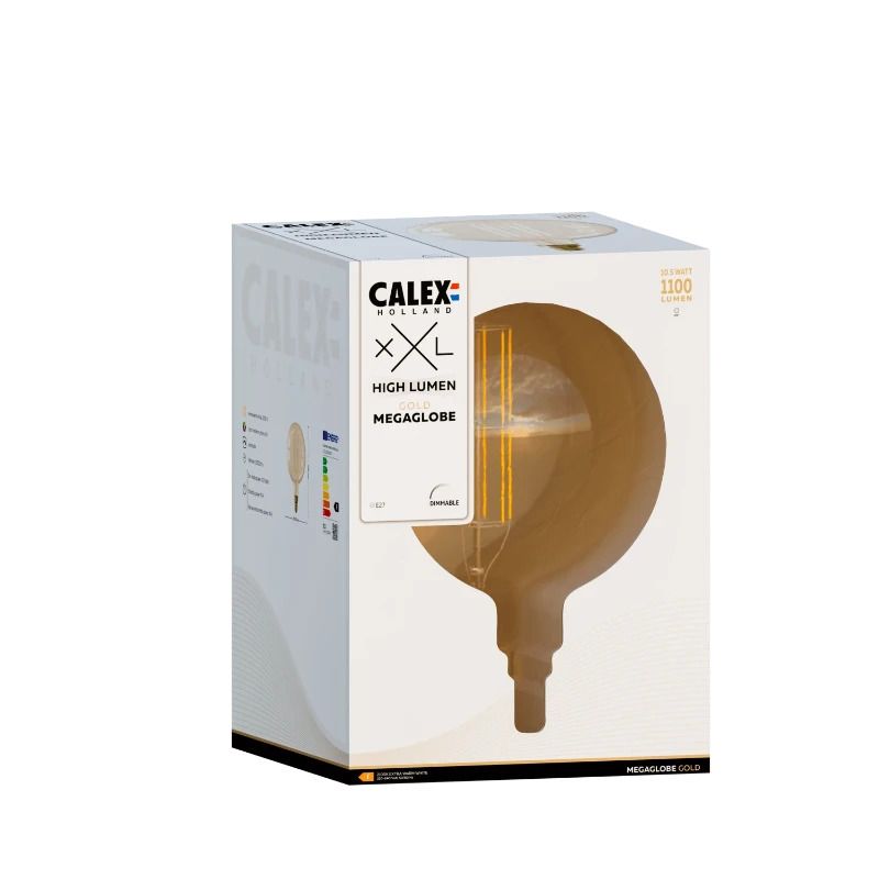 Calex E27 LED Globelamp Megaglobe High Lumen Goud | 10.5W 1100Lm 2100K | 220-240V 821 G200 | Dimbaar