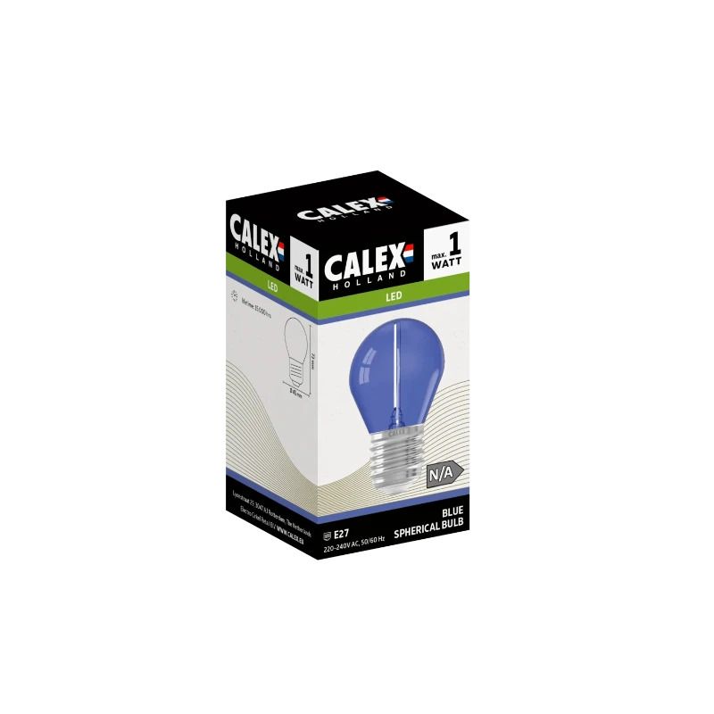Calex E27 LED Kogellamp Blauw | 0.5-1W 17Lm | 220-240V G45