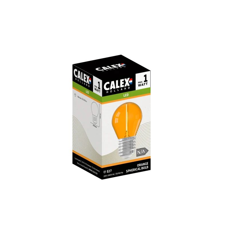 Calex E27 LED Kogellamp Oranje | 1W 40Lm | 220-240V G45