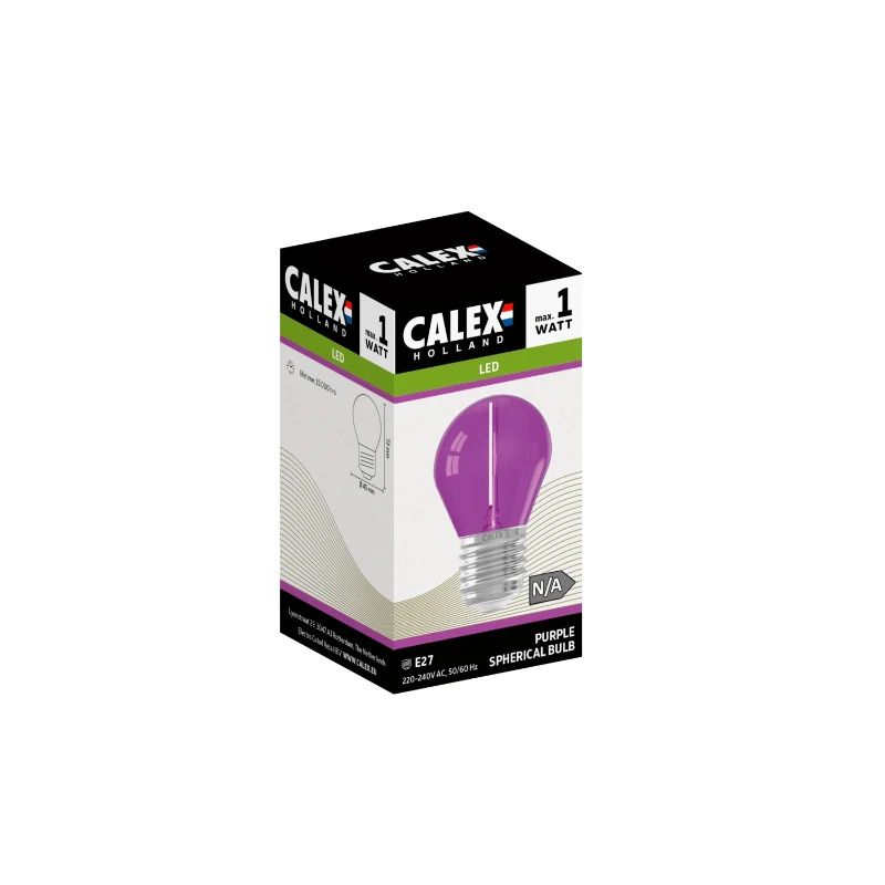 Calex E27 LED Kogellamp Paars | 0.5-1W 30Lm | 220-240V G45