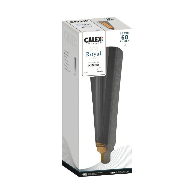 Calex E27 LED Lamp Royal Kinna Titanium | 3.5W 60Lm 2000K | 220-240V | Dimbaar
