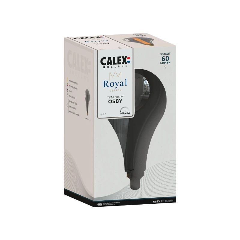 Calex E27 LED Lamp Royal Osby Titanium | 3.5W 60Lm 2000K | 220-240V 820 | Dimbaar