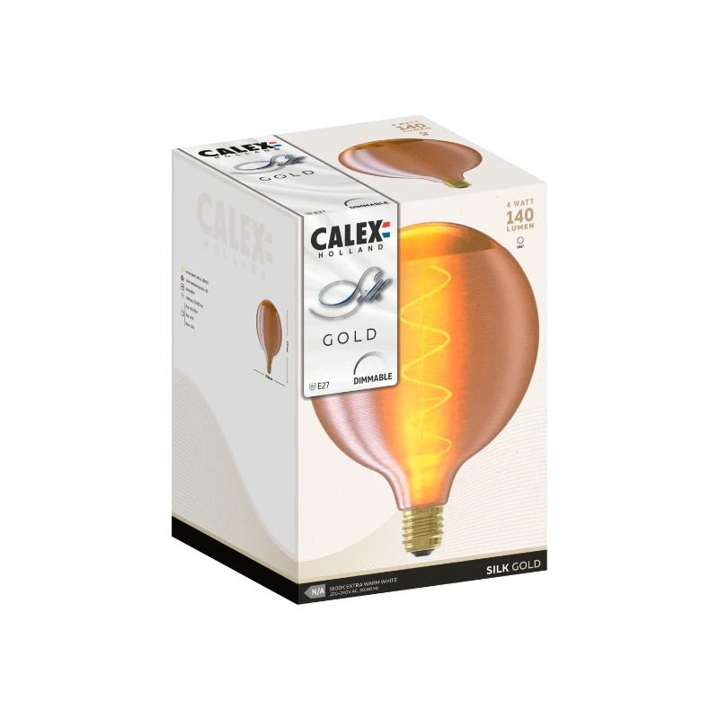 Calex E27 LED Globelamp Silk Goud | 4W 140Lm 1800K | 220-240V 918 G125 | Dimbaar