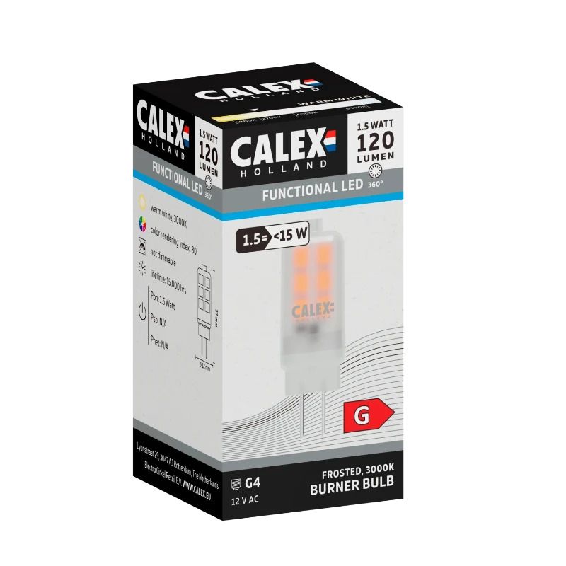 Calex G4 LED Steeklamp Mat | 1.5W 120Lm 3000K | 12V 830