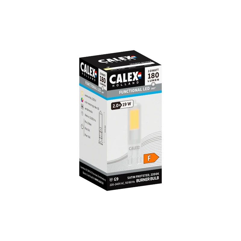 Calex G9 LED Steeklamp Mat Glas | 2W 180Lm 2200K | 220-240V 822