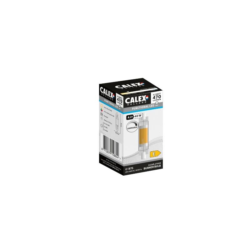 Calex R7s LED Staaflamp Helder | 4.2W 470Lm 2700K | 220-240V 827 | Dimbaar