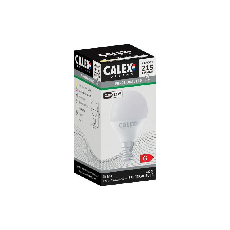 Calex E14 LED Kogellamp | 2.8W 215Lm 2200K | 220-240V 822 P45