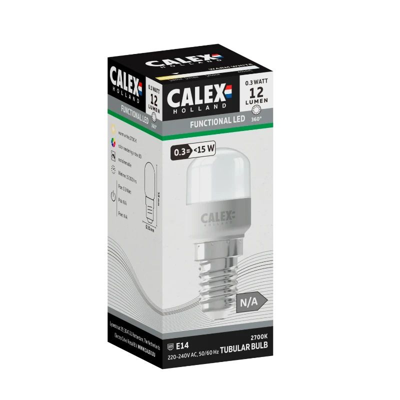 Calex E14 LED Buislamp Softline | 0.3W 12Lm 2700K | 220-240V 827 T22