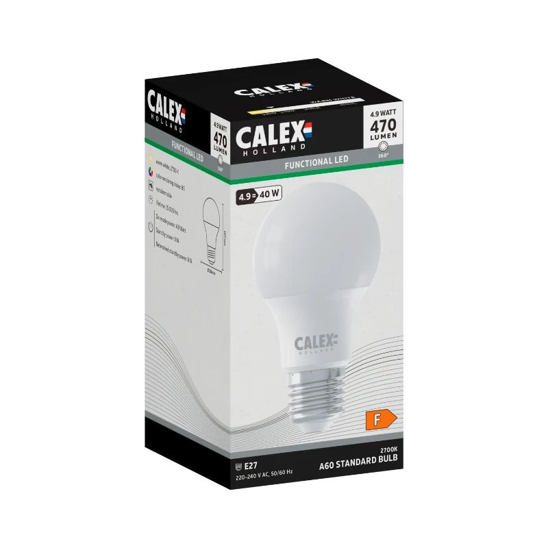Calex E27 LED Lamp Mat | 4.9W 470Lm 2700K | 220-240V 827