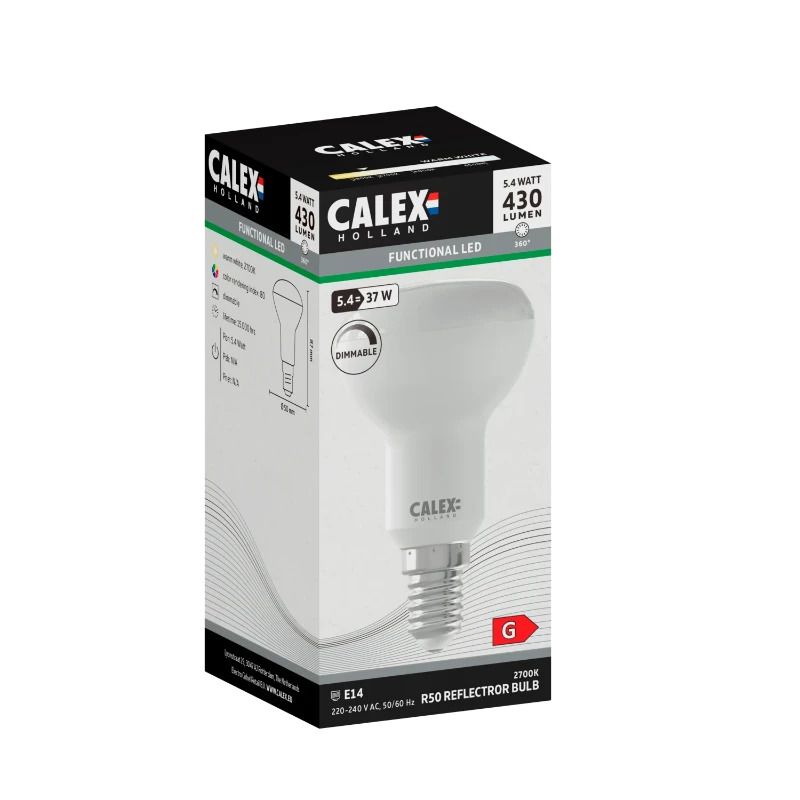 Calex E14 LED Lamp | 5.4W 430Lm 2700K | 220-240V 827 R50 | Dimbaar