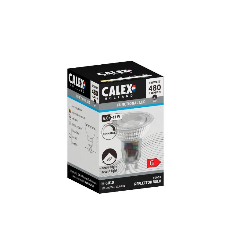 Calex GU10 LED Spot | 6W 480Lm 4000K | 220-240V 840 | Dimbaar