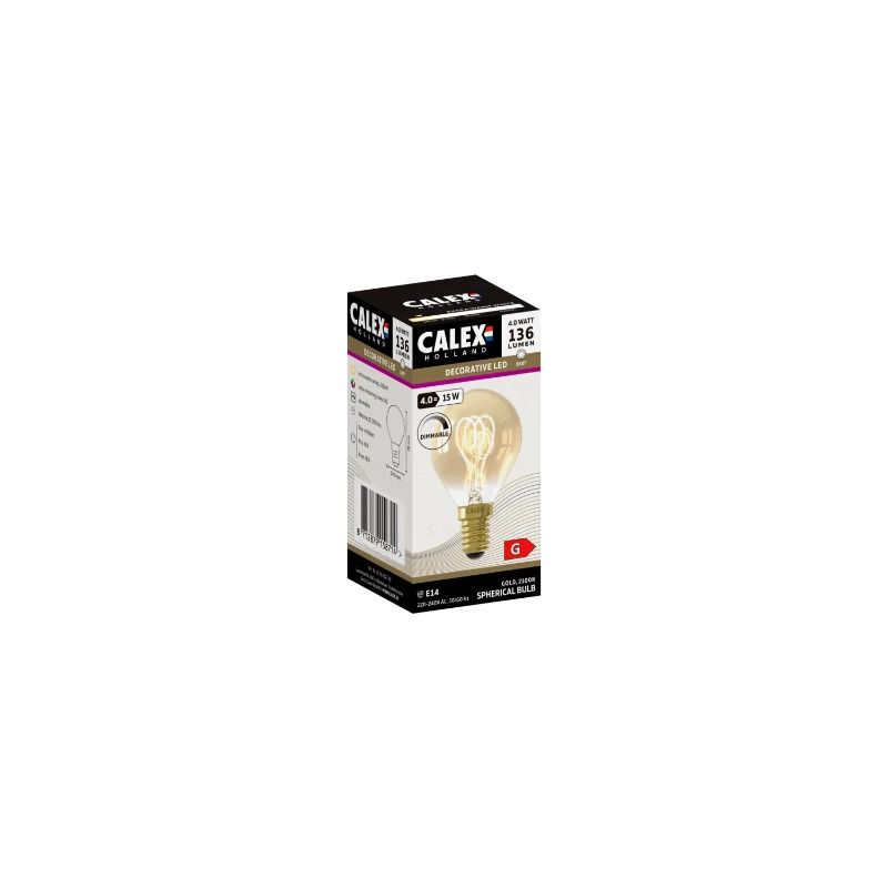 Calex E14 LED Kogellamp Goud | 2.5W 136Lm 2100K | 220-240V 821 P45 | Dimbaar