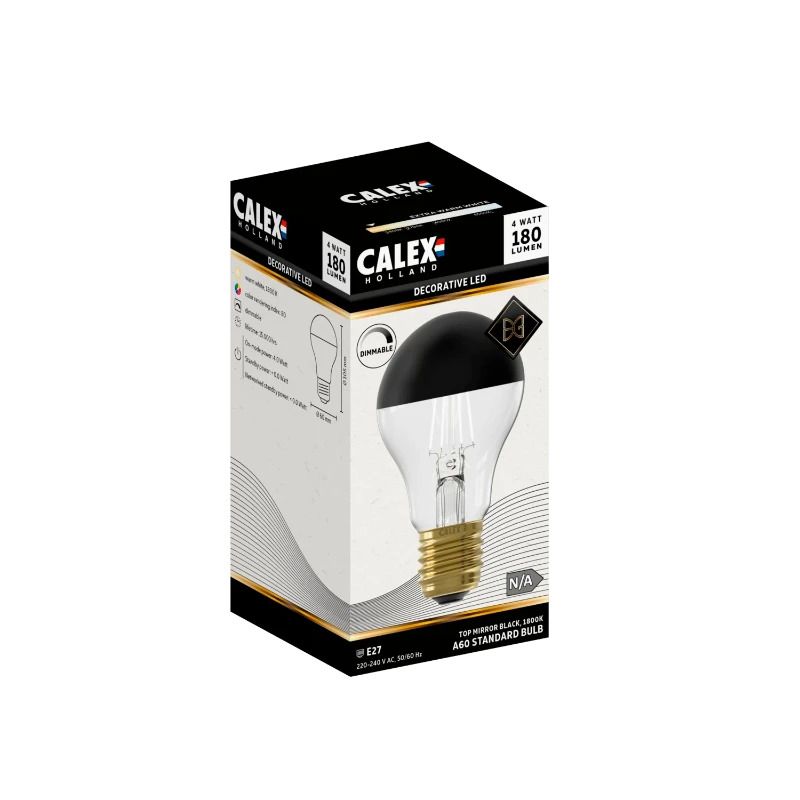 Calex E27 LED Lamp Zwart | 4W 180Lm 1800K | 220-240V 918| Dimbaar