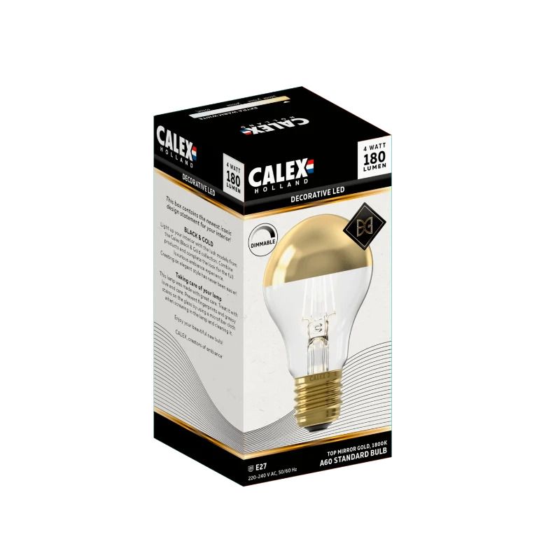 Calex E27 LED Lamp Kopspiegel Goud | 4W 180Lm 1800K | 220-240V 918| Dimbaar