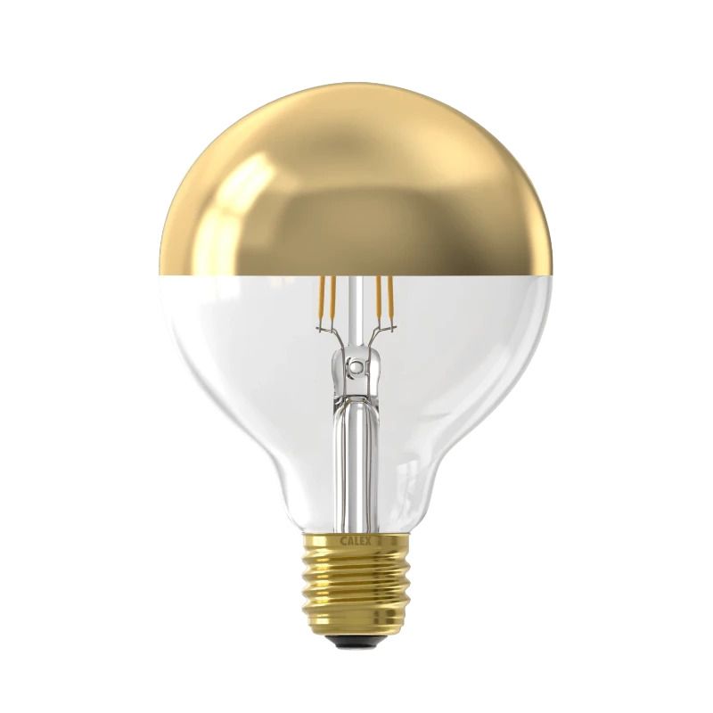 Calex E27 LED Globelamp Top Mirror Goud | 4W 200Lm 1800K | 220-240V 918 G95 | Dimbaar