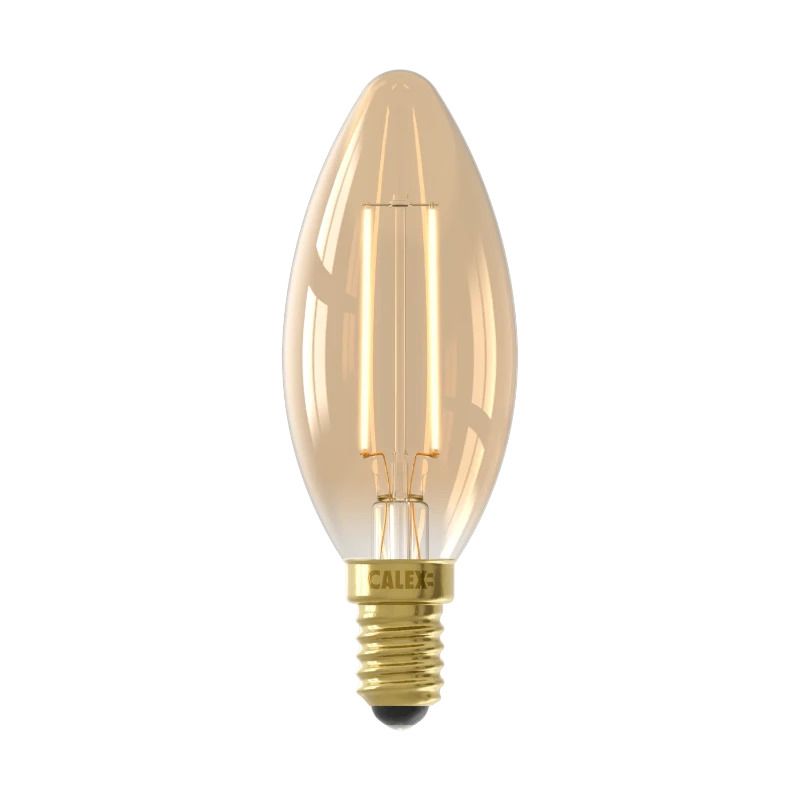 Calex E14 LED Kaarslamp Goud | 3.5W 250Lm 2100K | 220-240V 821 B35 | Dimbaar