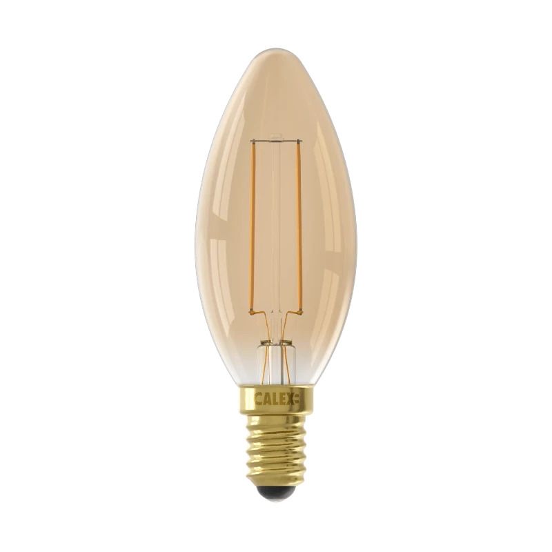 Calex E14 LED Kaarslamp Goud | 3.5W 250Lm 2100K | 220-240V 821 B35 | Dimbaar