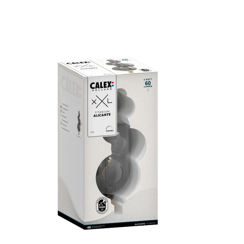Calex E27 LED Lamp Alicante Titanium | 4W 60Lm 1800K | 220-240V 918 | Dimbaar