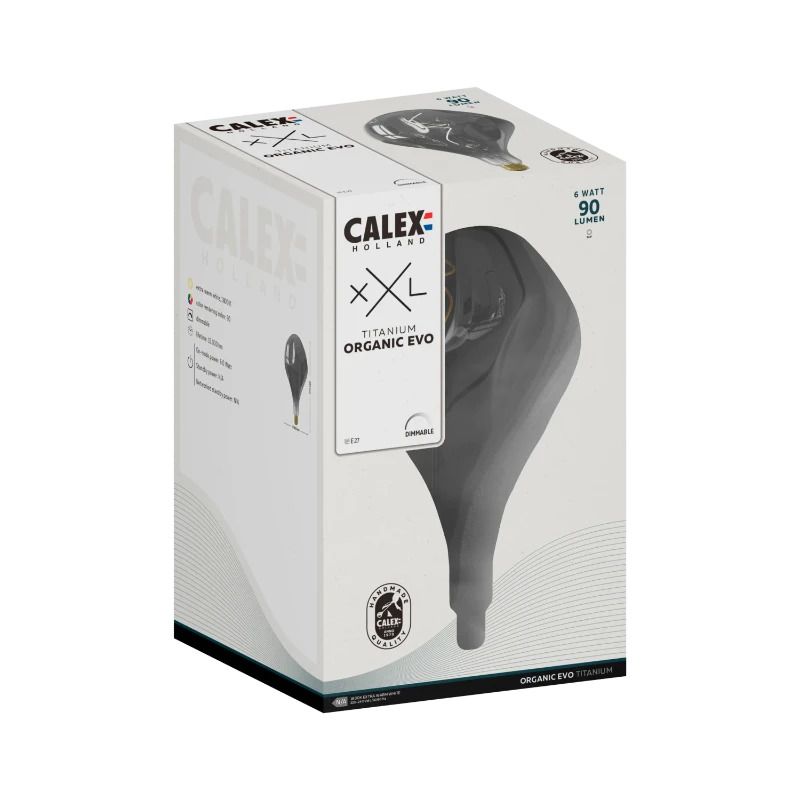 Calex E27 LED Lamp Organic Evo Titanium | 6W 90Lm 1800K | 220-240V 918 | Dimbaar