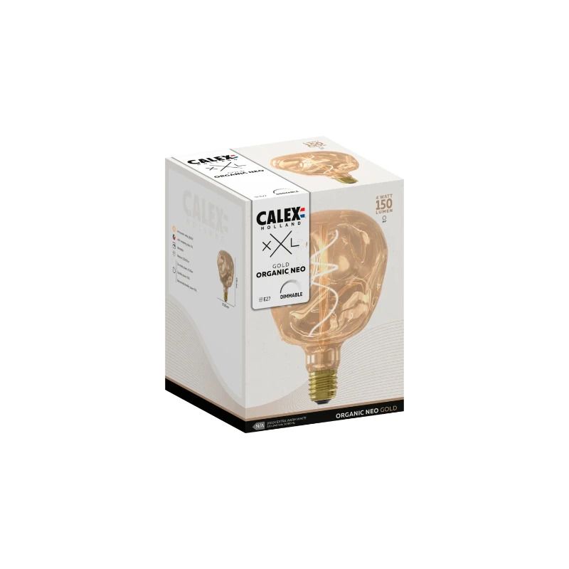 Calex E27 LED Globelamp Organic Neo Goud | 4W 150Lm 1800K | 220-240V 918 G120 | Dimbaar