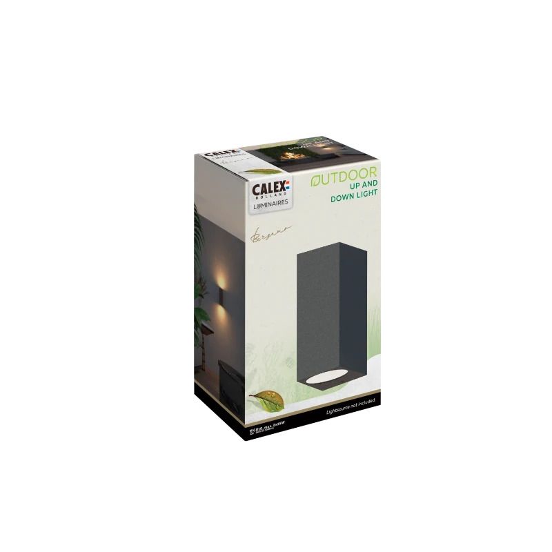 Calex Buiten Up/Downlighter Bergamo | 2x GU10 | IP54 | Zwart