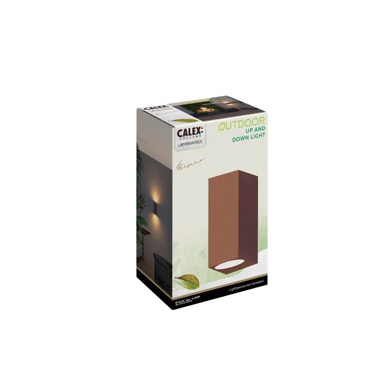 Calex Buiten Up/Downlighter Bergamo | 2x GU10 | IP54 | Roest