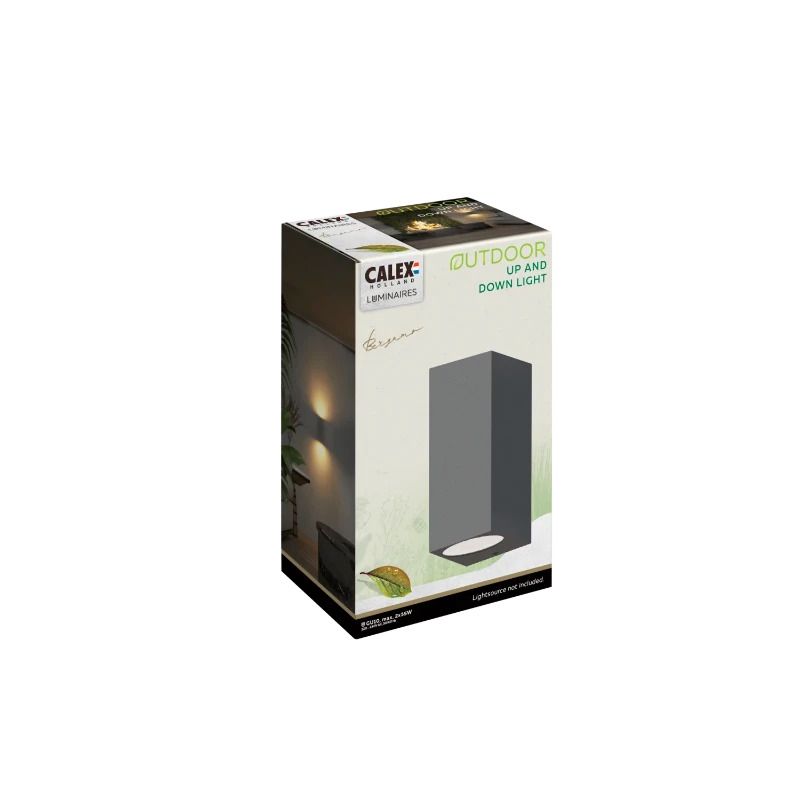 Calex Buiten Up/Downlighter Bergamo | 2x GU10 | IP54 | Grijs