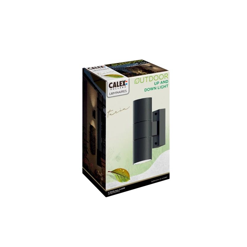 Calex Buiten Up/Downlighter Turin | 2x GU10 | IP54 | Zwart