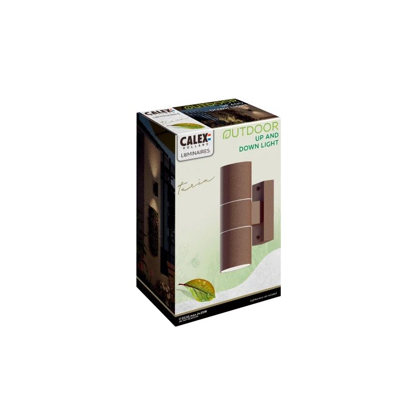 Calex Buiten Up/Downlighter Turin | 2x GU10 | IP54 | Roest