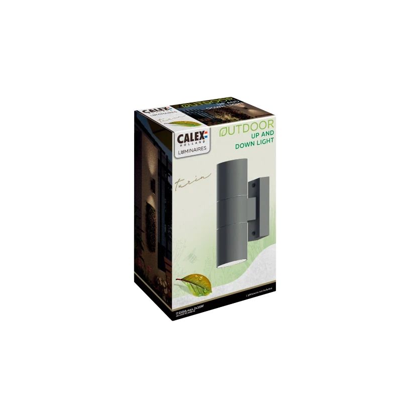 Calex Buiten Up/Downlighter Turin | 2x GU10 | IP54 | Grijs