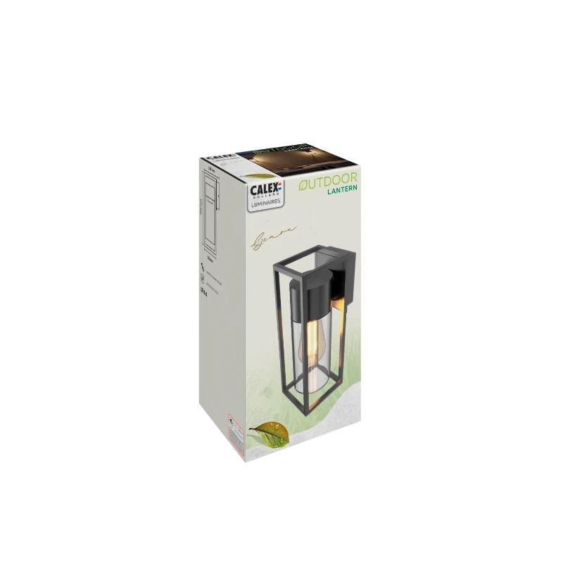 Calex Buiten Wandlamp Genoa | 1x E27 | IP44 | Zwart