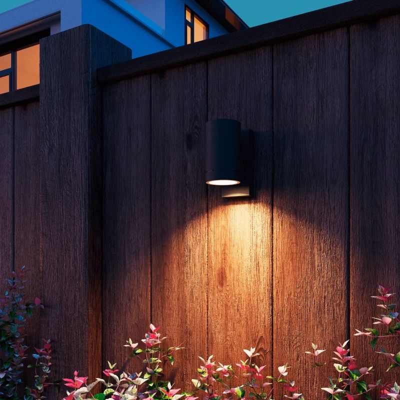 Calex Buiten Wandlamp Alba | 1x GU10 | Met Schemersensor | IP44 | Zwart