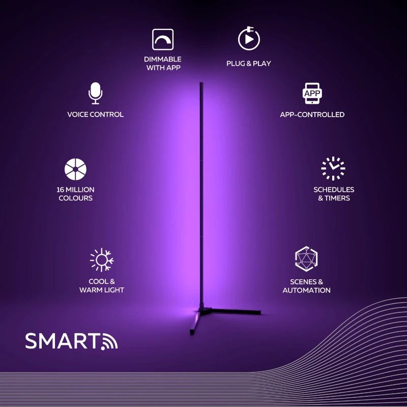 Calex Smart Vloerlamp | 12W RGB 500Lm | Dimbaar