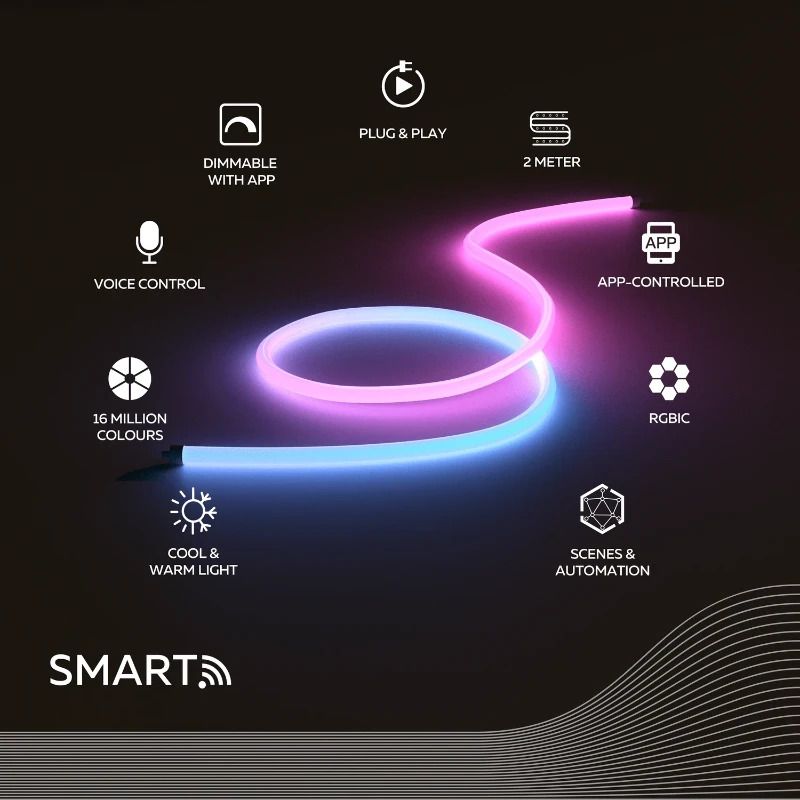 Calex Smart Neon LED Strip 3m | 18W 2700K/6500K RGBIC | IP44