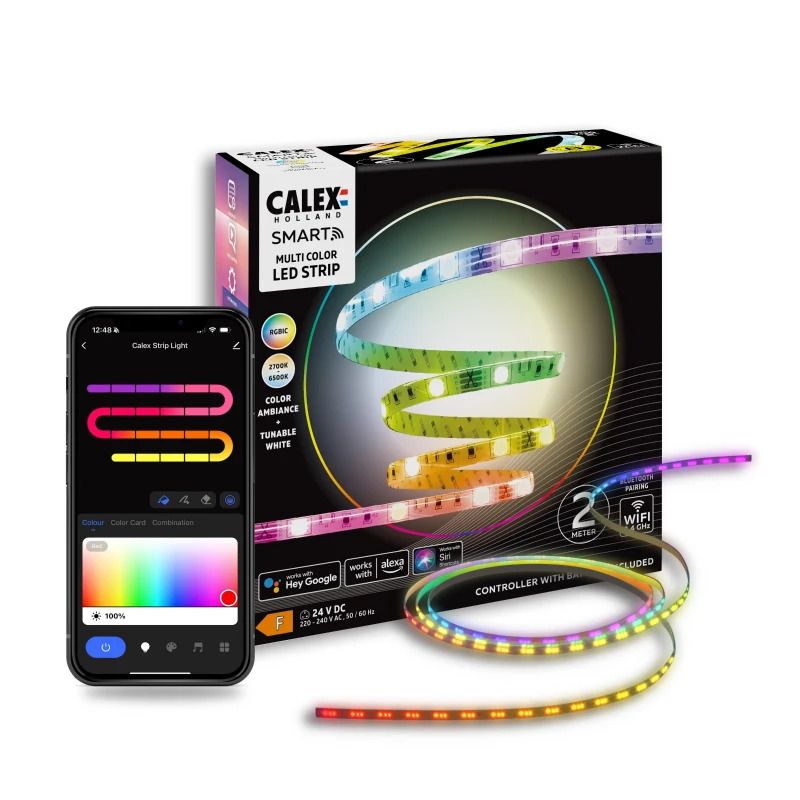 Calex Smart LED Strip 5m | 24W 1400Lm 2700K/6500K RGBIC | IP20